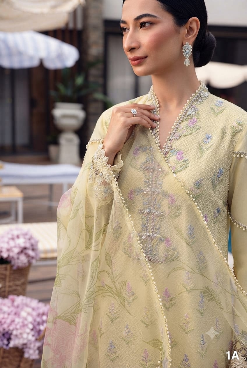 Navy Blue Paisley Embroidered Suit