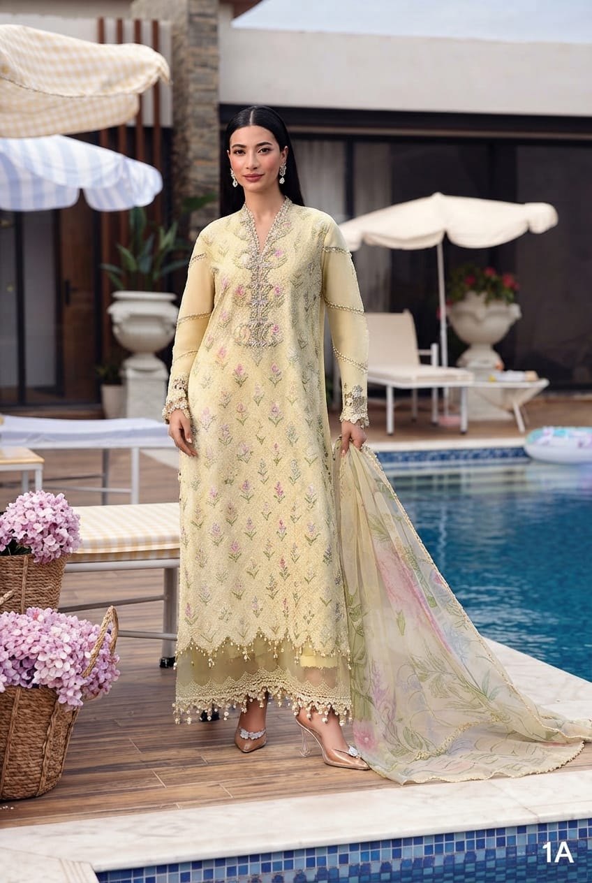 Navy Blue Paisley Embroidered Suit