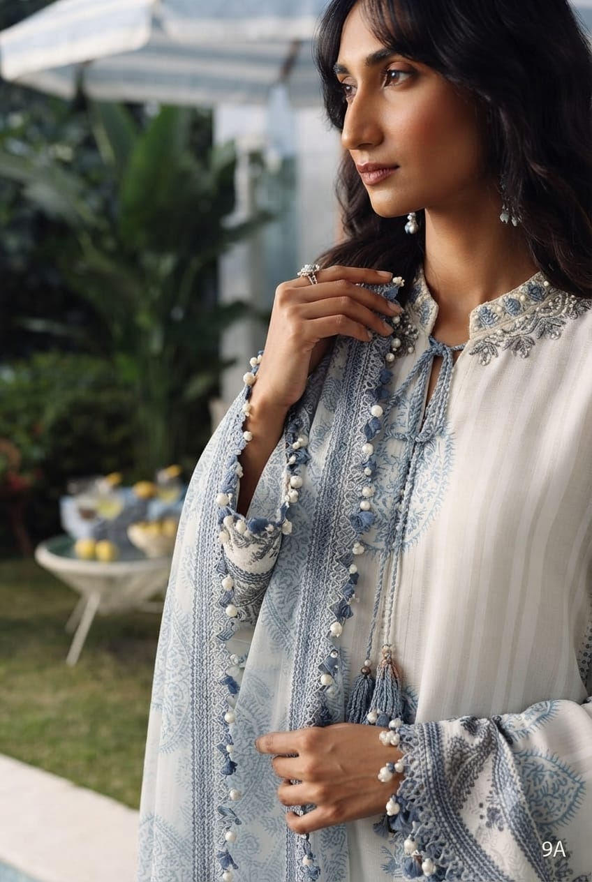 Light Blue Paisley Printed Suit