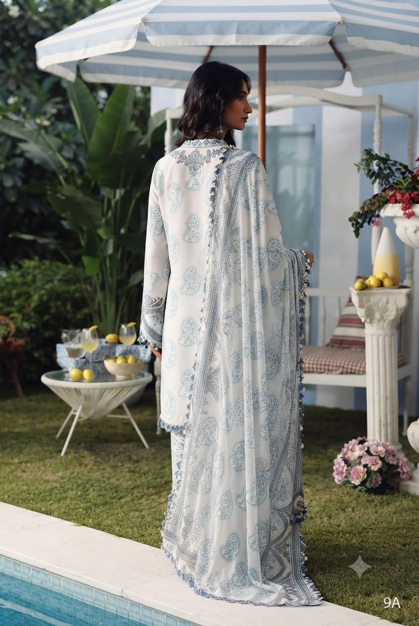 Light Blue Paisley Printed Suit