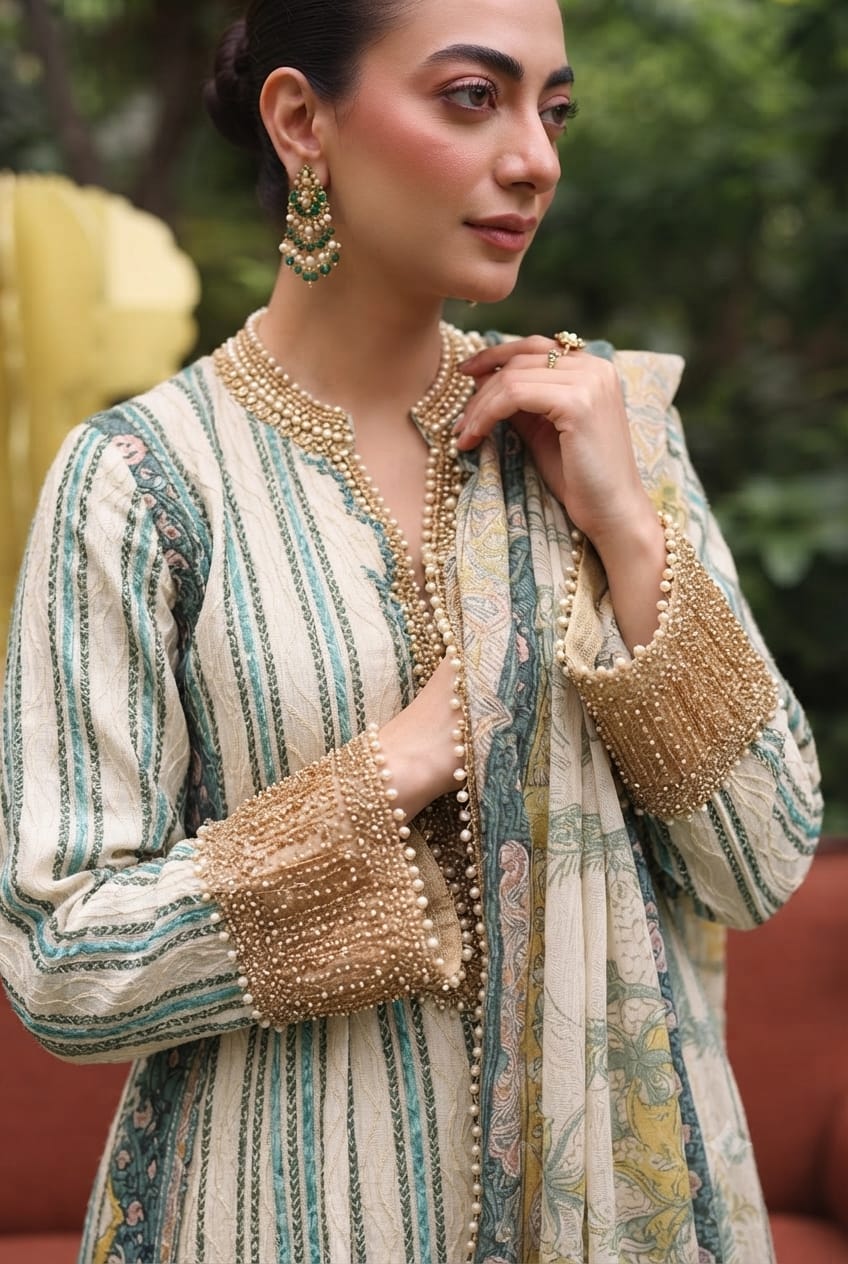 Pastel Floral Embroidered Kurta with Lace