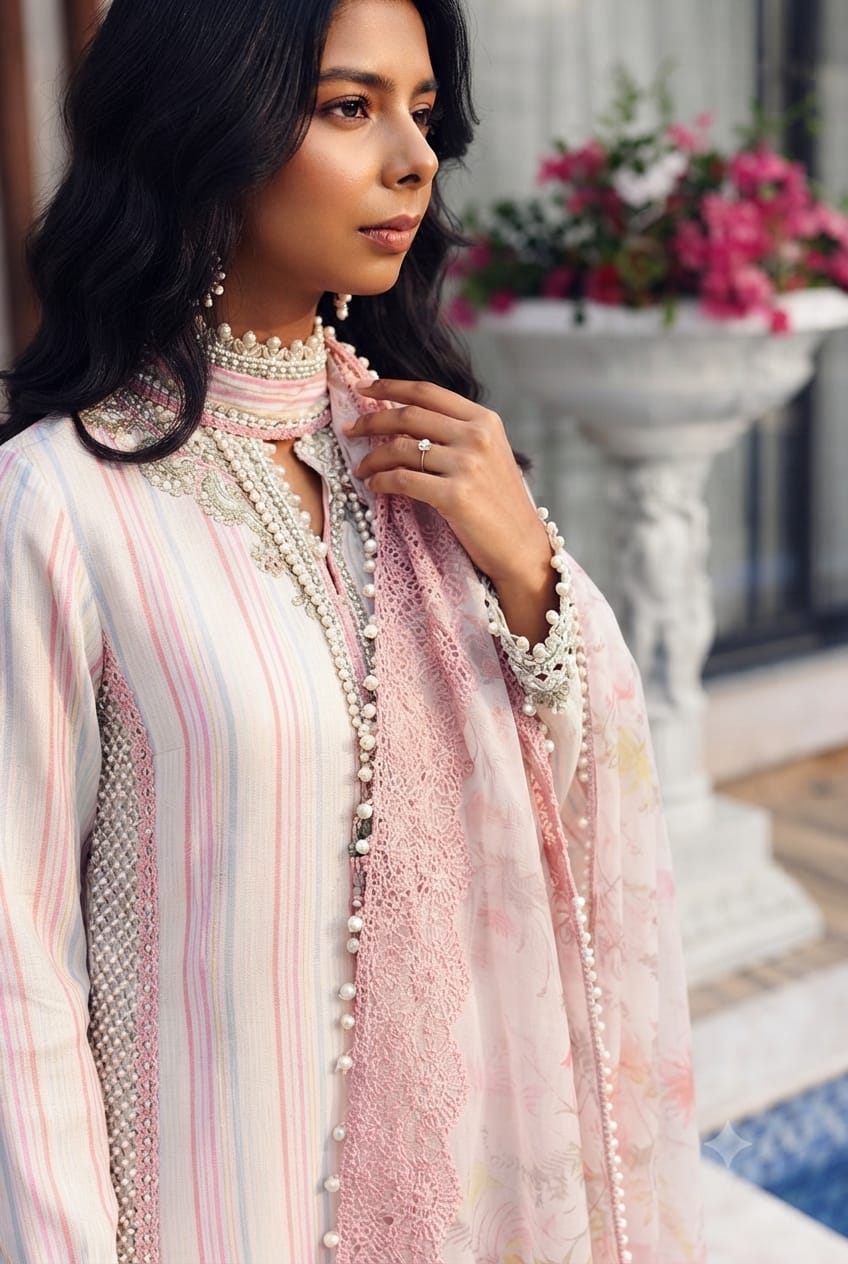 Red Polka Dot Embroidered Kaftan